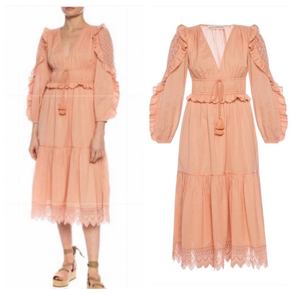 Ulla Johnson Sheila Embroidered Dress Pinkish-Peach 33386 - Picture 1 of 16